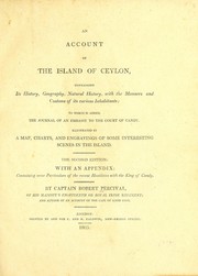 Front cover of An account of the island of Ceylon by Percival, Robert