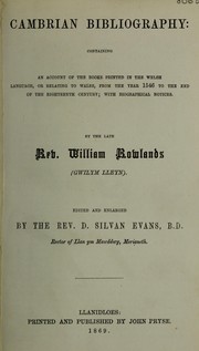 Cover of Cambrian bibliography by Gwilym Lleyn