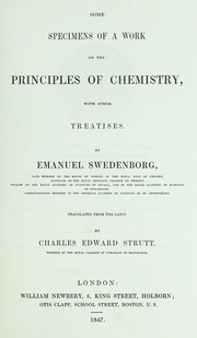 Front cover of Some speciments of a work on the principles of chemistry by Emanuel Swedenborg