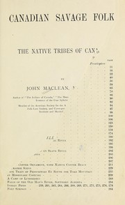 Front cover of Canadian savage folk by MacLean, John