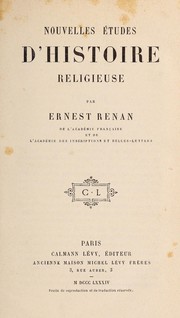 Front cover of Nouvelles e tudes d'histoire religieuse by Ernest Renan