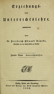 Cover of Erziehungs- und unterrichtslehre ... by Friedrich Eduard Beneke