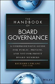 Cover of THE HANDBOOK OF BOARD GOVERNANCE by Richard Leblanc