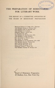 Front cover of Preparation of missionaries for literary work by Board of Missionary Preparation