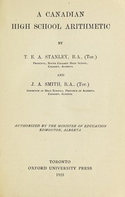 Cover of A Canadian high school arithmetic by T. E. A. Stanley