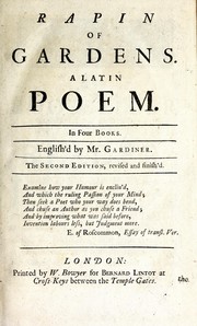Front cover of Of gardens by René Rapin