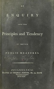 Front cover of An enquiry into the principles and tendency of certain public measures by John Taylor of Caroline