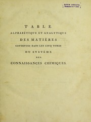 Front cover of Table alphab©♭tique et analytique. Des mati©·res contenues dans les cinq tomes du Syst©·me des Connaissances Chimiques by Dupiery Mme