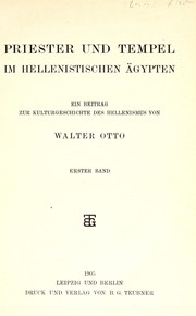 Front cover of Priester und Tempel im hellenistischen Ägypten by Walter Gustav Albrecht Otto
