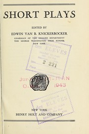 Cover of Short plays by Edwin Van Berghen Knickerbocker