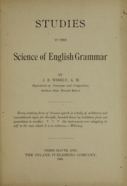 Front cover of Studies in the science of English grammar by John Benjamin Wisely