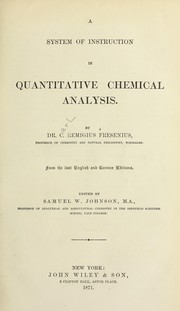 Front cover of A system of instruction in quantitative chemical analysis by Fresenius, C. Remigius