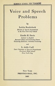 Front cover of Voice and speech problems by Letitia Elwood Raubicheck