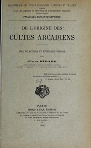 Front cover of De l'origine des cultes arcadiens by Victor Bérard