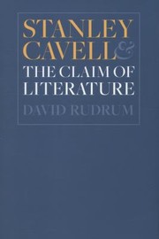 Cover of Stanley Cavell And The Claim Of Literature by David Rudrum