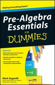 Cover of Prealgebra Essentials For Dummies by Mark Zegarelli