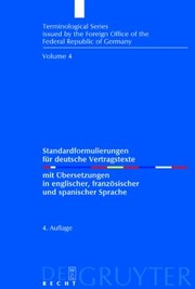 Cover of Standardformulierungen Fr Deutsche Vertragstexte Mit Bersetzungen In Englischer Franzsischer Und Spanischer Sprache by Sprachendienst Des Auswartigen Amts Der Bundesrepublik Deut