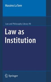 Cover of Law As Institution by Massimo La Torre