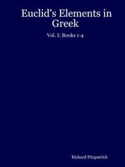 Front cover of Euclid's Elements in Greek: Vol. I by Richard Fitzpatrick