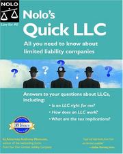 Cover of Nolo's Quick LLC by Anthony Mancuso
