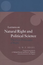 Front cover of Lectures on Natural Right and Political Science by G. W. F. Hegel