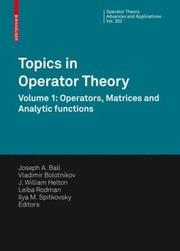 Front cover of Topics In Operator Theory by Vladimir Bolotnikov