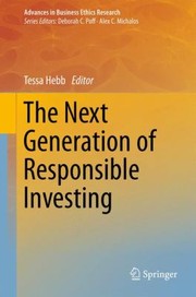 Front cover of The Next Generation Of Responsible Investing by Tessa Hebb