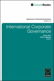 Cover of International Corporate Governance by Kose John