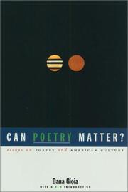 Front cover of Can poetry matter? by Dana Gioia