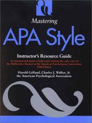 Cover of Mastering APA Style by Harold Gelfand