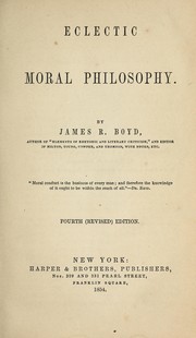Cover of Eclectic moral philosophy by Boyd, James R.