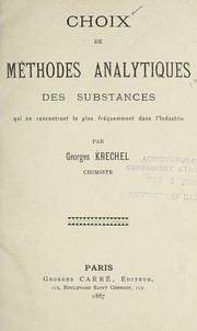 Front cover of Choix de me thodes analytiques ... by Georges Krechel
