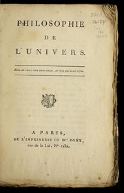 Cover of Philosophie de l'Univers by Pierre Samuel Du Pont de Nemours