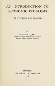 Cover of An introduction to economic problems for students and teachers by Harold F. Clark