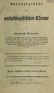 Front cover of Anfangsgr©ơnde der antiphlogistischen Chemie by Christoph Girtanner