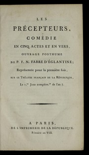 Cover of Les pre cepteurs by P.-F.-N Fabre d'Eglantine