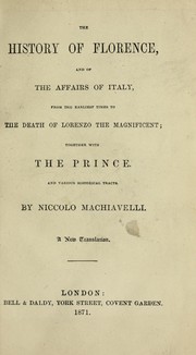 Front cover of The history of Florence, and of the affairs of Italy by Niccolò Machiavelli