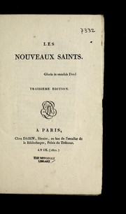 Front cover of Les nouveaux saints by Marie-Joseph Chénier