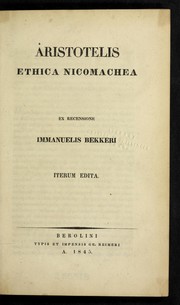 Front cover of Aristotelis Ethica Nicomachea by Aristotle