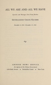 Front cover of All we are and all we have by Chiang, Kai-shek