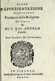Cover of Sacra rappresentazione di sette beati fondatori della religione de' servi by Giovanni Angelo Lottini