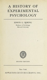 Front cover of A history of experimental psychology by Boring, Edwin Garrigues