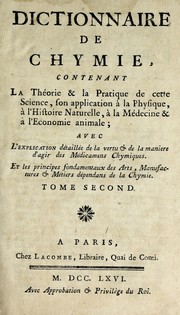 Cover of Dictionnaire de chymie by Pierre Joseph Macquer
