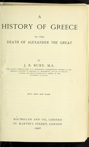 Cover of A history of Greece to the death of Alexander the Great by John Bagnell Bury