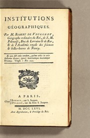 Front cover of Institutions geographiques by Didier Robert de Vaugondy