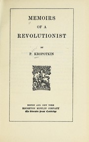 Front cover of Memoirs of a Revolutionist by Peter Kropotkin