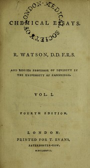 Front cover of Chemical essays by Richard Watson