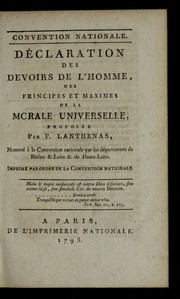 Front cover of De claration des devoirs de l'homme, des principes et maximes de la morale universelle by François Lanthenas