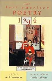 Front cover of The Best American Poetry 1994 by A. R. Ammons