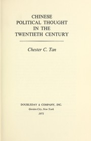 Front cover of Chinese political thought in the twentieth century by Chester C. Tan
